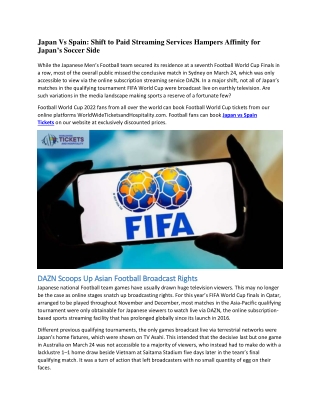 Japan Vs Spain Shift to Paid Streaming Services Hampers Affinity for Japan’s Soccer Side