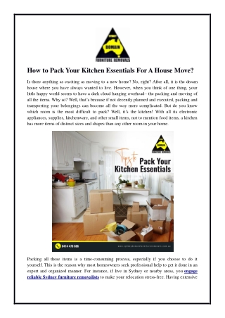 How to Pack Your Kitchen Essentials For A House Move?