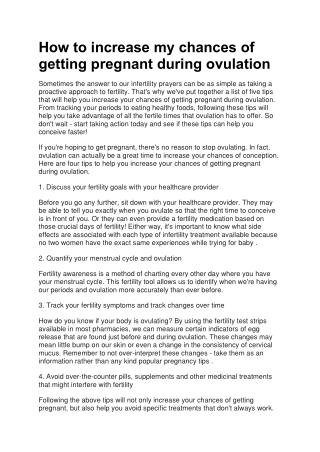 How to increase my chances of getting pregnant during ovulation