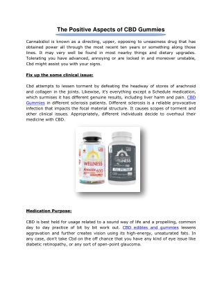 The Positive Aspects of CBD Gummies