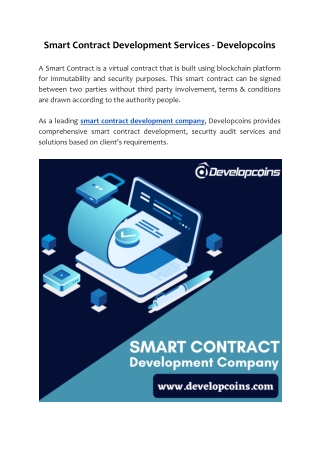 Smart Contract Development Services - Developcoins