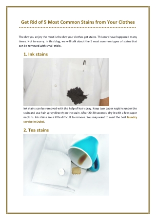 Get Rid of 5 Most Common Stains from Your Clothes