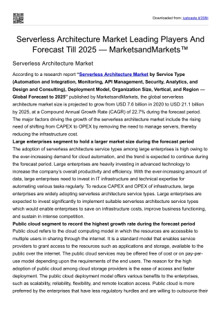 Serverless Architecture Market Leading Players And Forecast Till 2025