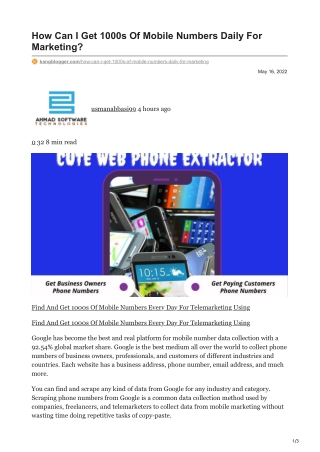 1kangblogger.com-How Can I Get 1000s Of Mobile Numbers Daily For Marketing