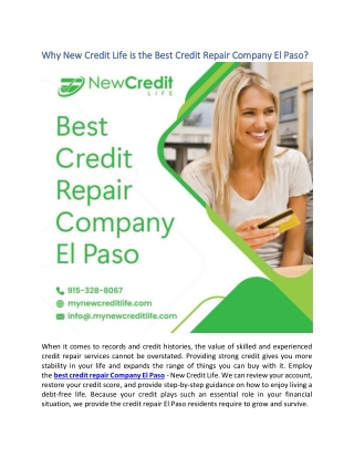 Why New Credit Life is the Best Credit Repair Company El Paso