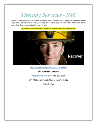 Psychiatric Injury Workers Compensation Clinton County | Therapist-ny.com