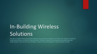 In-Building Wireless Solutions PPT