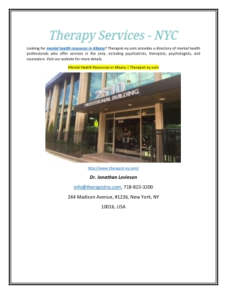 Mental Health Resources in Albany | Therapist-ny.com