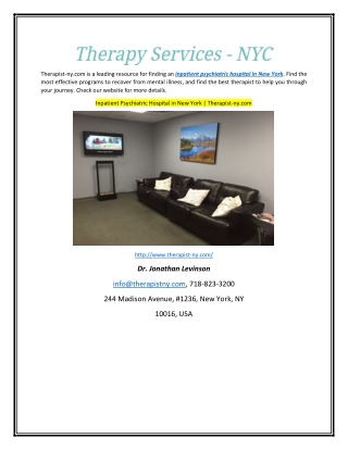 Inpatient Psychiatric Hospital in New York | Therapist-ny.com