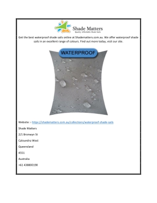 Waterproof Shade Sails Online  Shadematters.com.au