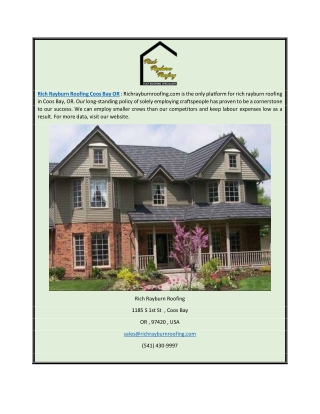 Rich Rayburn Roofing Coos Bay or | Richrayburnroofing.com