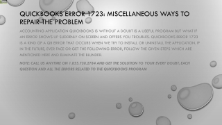 A proper method to resolve QuickBooks Error 1723