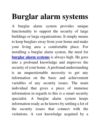 burglar alarm systems
