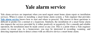 Yale alarm service