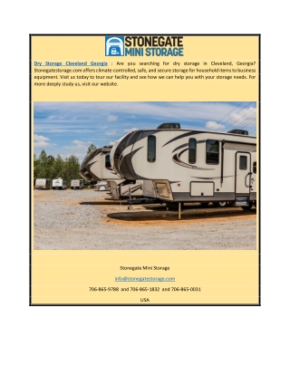 Dry Storage Cleveland Georgia | Stonegatestorage.com
