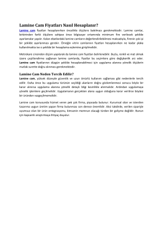 Lamine Cam Fiyatları Nasıl Hesaplanır
