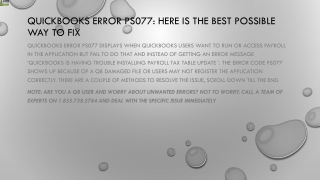 An easiest way to fix QuickBooks Error PS077