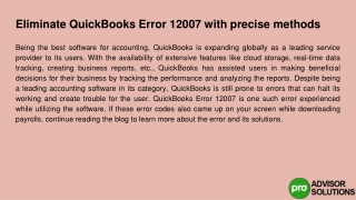 Get rid of QuickBooks error 12007 the exact same way