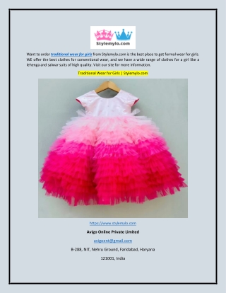 Traditional Wear for Girls | Stylemylo.com
