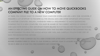 A proper guide to Move QuickBooks Company File to a New Computer