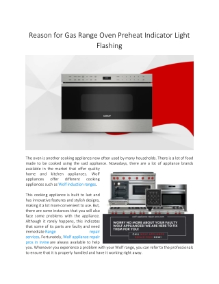 Reason for Gas Range Oven Preheat Indicator Light Flashing
