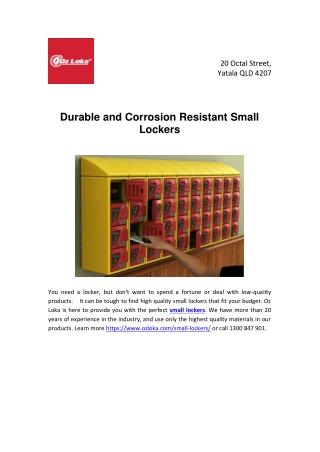 Durable and Corrosion Resistant Small Lockers