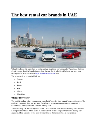 The best rental car brands in UAE