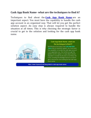 Cash App Bank Name- what are the techniques to find it?