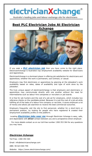 Best PLC Electrician Jobs At Electrician Xchange