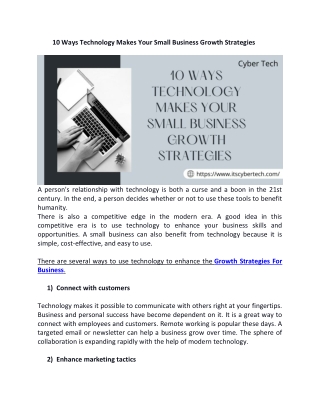 10 Ways Technology Makes Your Small Business Growth Strategies