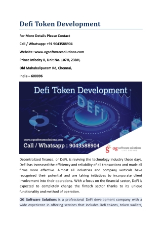 Defi Token Development