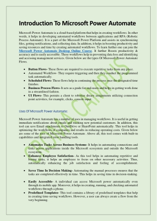 Introduction To Microsoft Power Automate