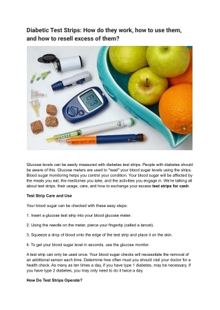 Diabetic Test Strips_ How do they work, how to use them, and how to resell excess of them