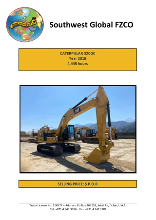 Caterpillar 320GC - Used Excavators for Sale - Southwest Global