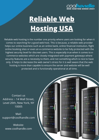 Reliable Web Hosting USA