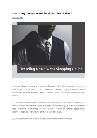 How to buy the best men's fashion online clothes?