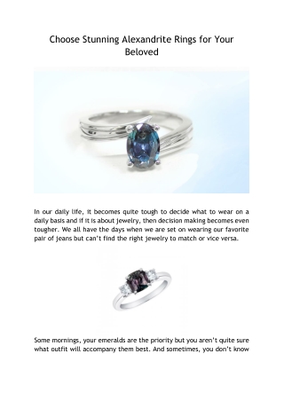 Choose Stunning Alexandrite Rings for Your Beloved