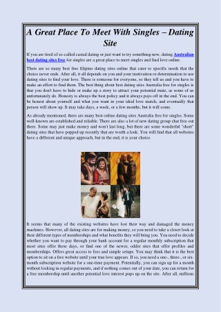 A Great Place To Meet With Singles