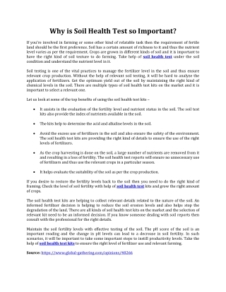 Why is Soil Health Test so Important