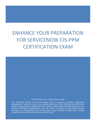 Enhance Your Preparation for ServiceNow CIS-PPM Certification Exam