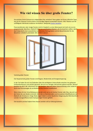 Wie viel wissen Sie über große Fenster