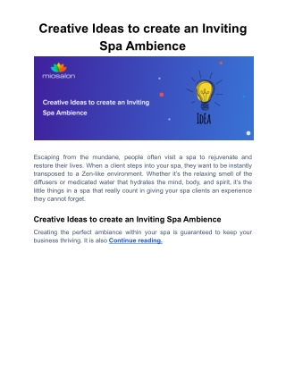 Creative Ideas to create an Inviting Spa Ambience