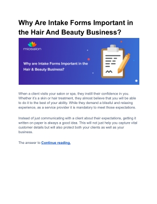 Why Are Intake Forms Important in the Hair And Beauty Business