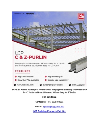 C & Z Purlin Manufacturer In Tamilnadu