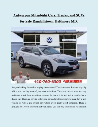 Antwerpen Mitsubishi Cars, Trucks, and SUVs for Sale Randallstown, Baltimore MD
