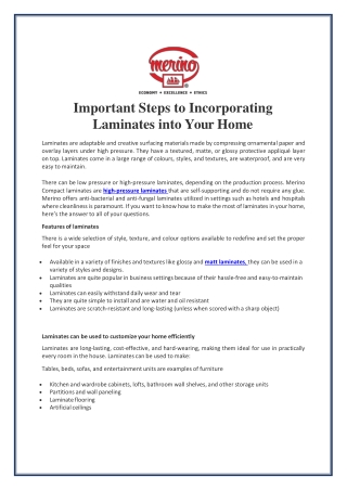 Important Steps to Incorporating Laminates into Your Home