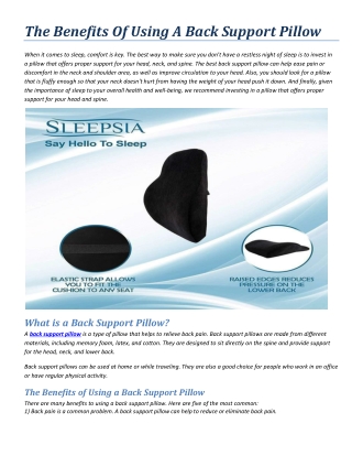 The Benefits Of Using A Back Support Pillow