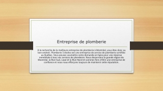 Entreprise de plomberie PPT
