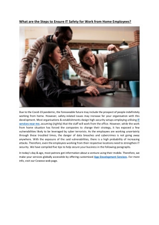 What are the Steps to Ensure IT Safety for Work from Home Employees