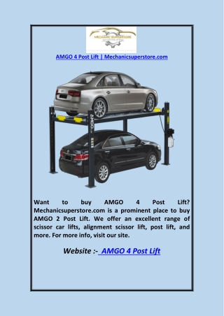 AMGO 4 Post Lift  Mechanicsuperstore.com